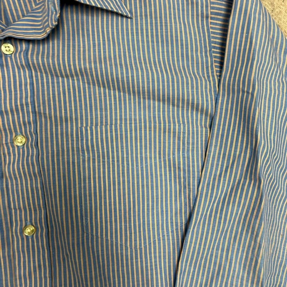Vintage Gant Button Up Shirt Mens Large Blue 1960s Striped - Picture 3 of 10